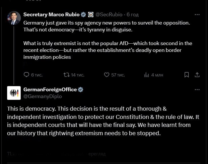 МЗС Німеччини у відповідь держсекретарю США Марку Рубіо