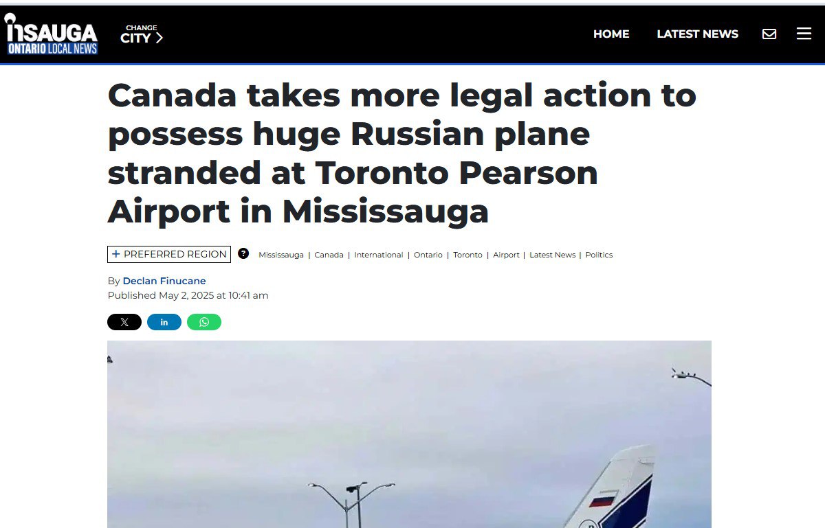 Канада продвигается вперед в деле получения прав на российский грузовой самолет Ан-124 «Руслан»