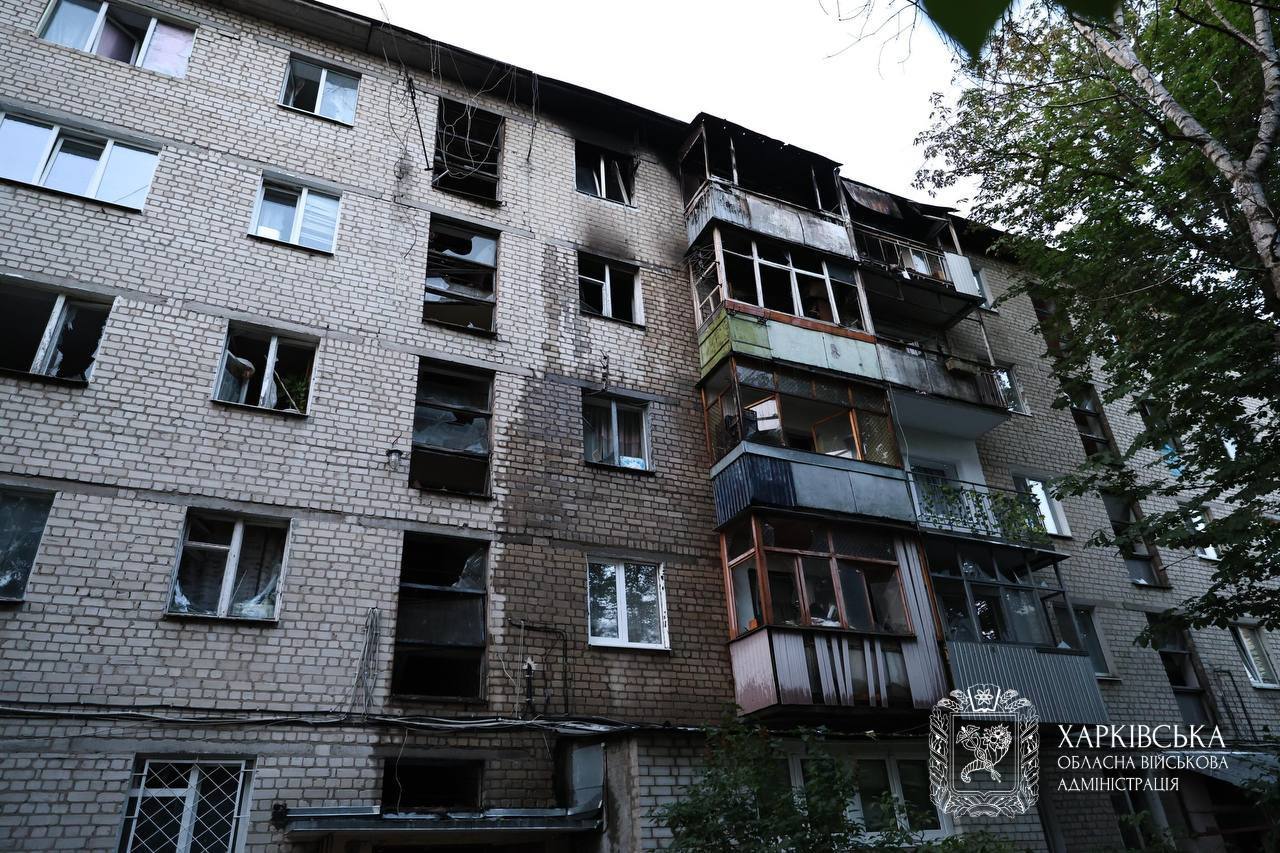 17 ударів БпЛА за 9 хвилин. На фото наслідки ворожого удару по Харкову