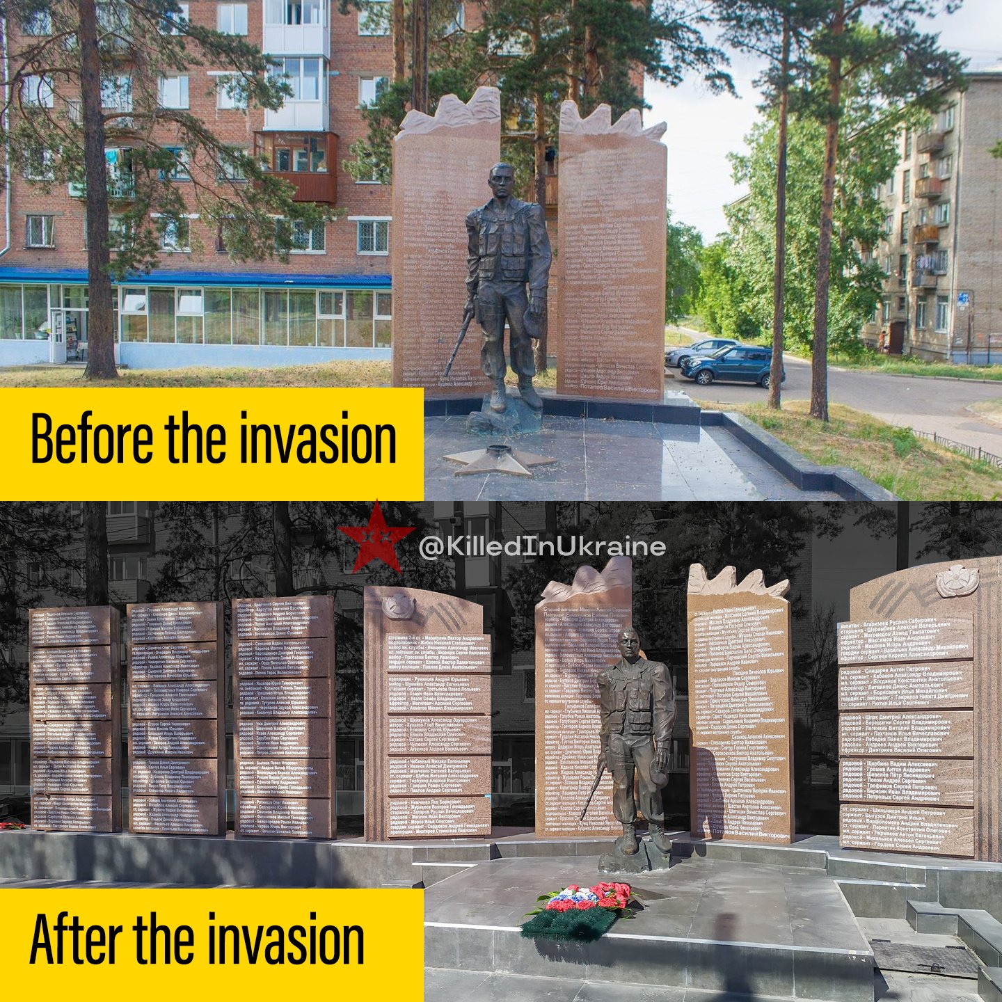 KilledInUkraine ділиться меморіалом загиблим російським військовим в Ангарську (Іркутська область, росія)