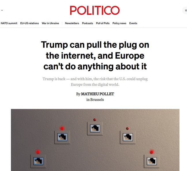 Президент США Дональд Трамп може відключити Інтернет, і Європа нічого не зможе з цим вдіяти — Politico