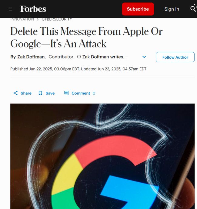 ❗️Нова шахрайська схема буцімто від імені Apple або Google