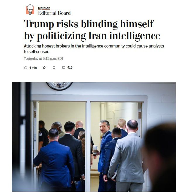 Трамп ризикує засліпити себе, політизуючи розвіддані про Іран — The Washington Post