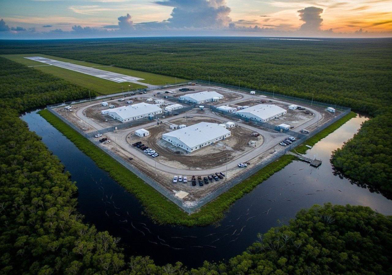 Трамп відкрив табір-вʼязницю для мігрантів «Алігатор Алькатрас» Трамп відкрив табір-вʼязницю для мігрантів «Алігатор Алькатрас»