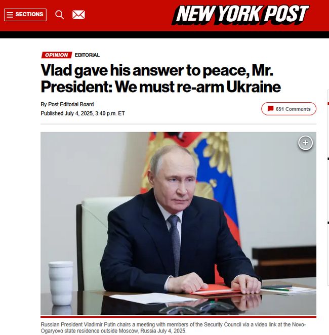 Звернення  New York Post до Трампа