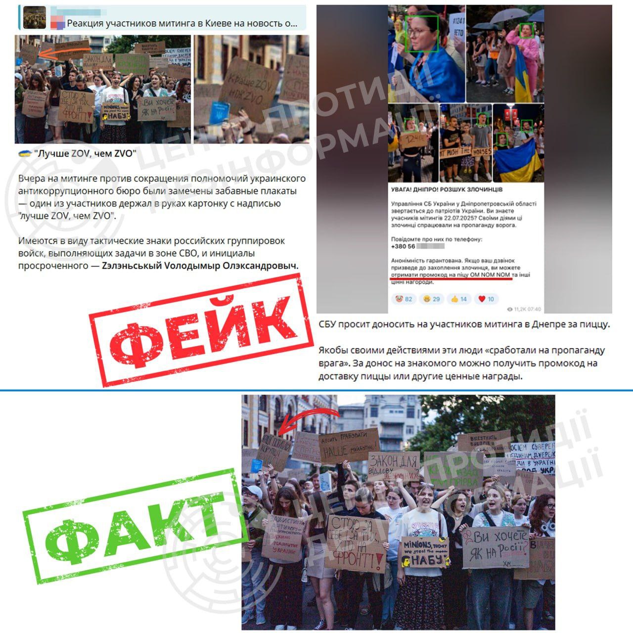 російські пропагандисти поширюють у мережі фото із вчорашньої мирної акції в Києві, де активісти нібито тримали плакати із символікою російського вторгнення