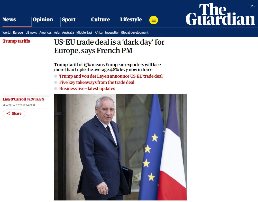 Члени Європарламенту критикують торгівельну угоду зі США