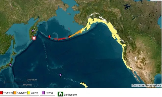 Хвиля цунамі висотою три-чотири метри була зафіксована в Єлізовском районі Камчатки