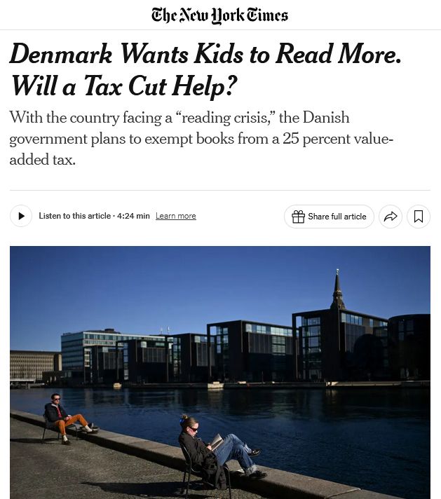 У Данії скасують податок на книги. Хочуть, щоб люди більше читали
