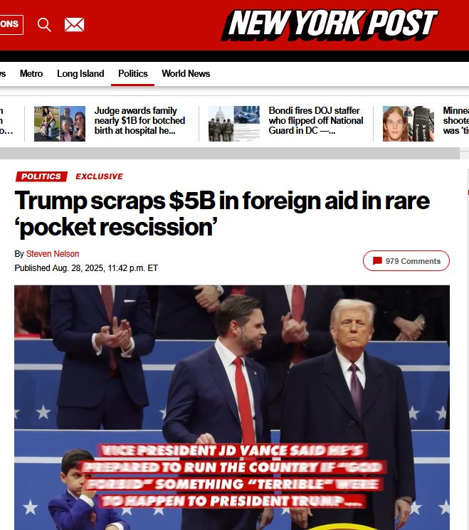 Трамп планирует отменить ранее одобренный Конгрессом пакет иностранной помощи на $5 млрд