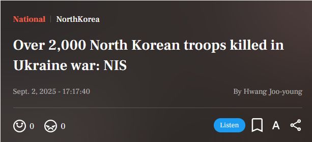 КНДР втратила понад 2000 військових під час бойових дій проти України — удвічі більше, ніж повідомлялося раніше