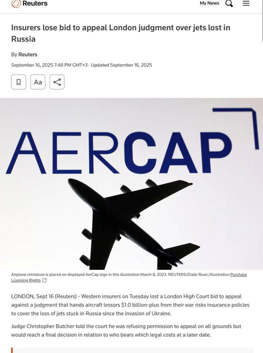 Лондонський суд підтвердив: росія створила мільярдні збитки авіаційному ринку, - Reuters