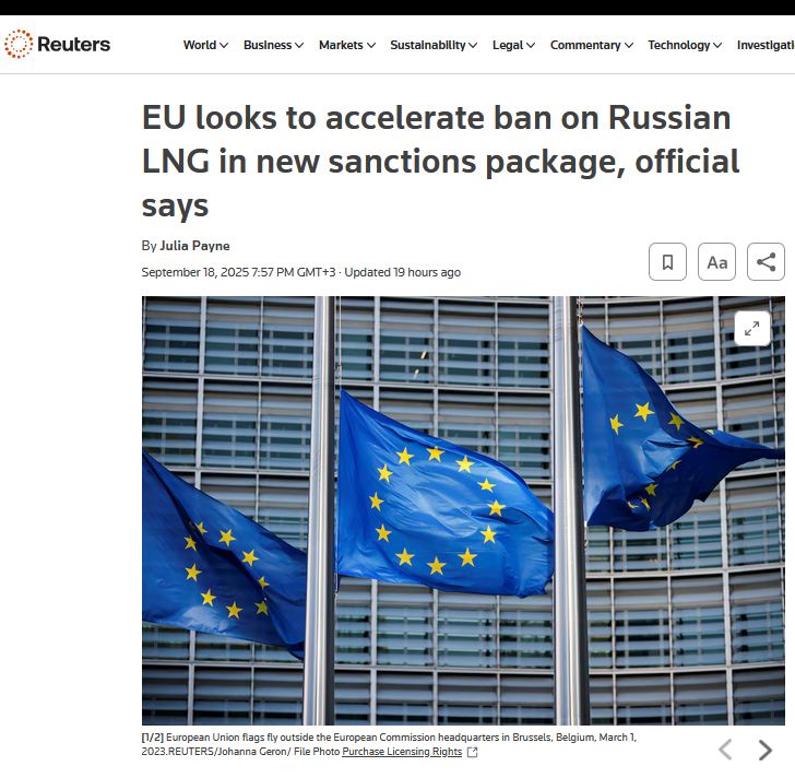 ЄС шукає способи швидше відмовитись від російського СПГ — під тиском США