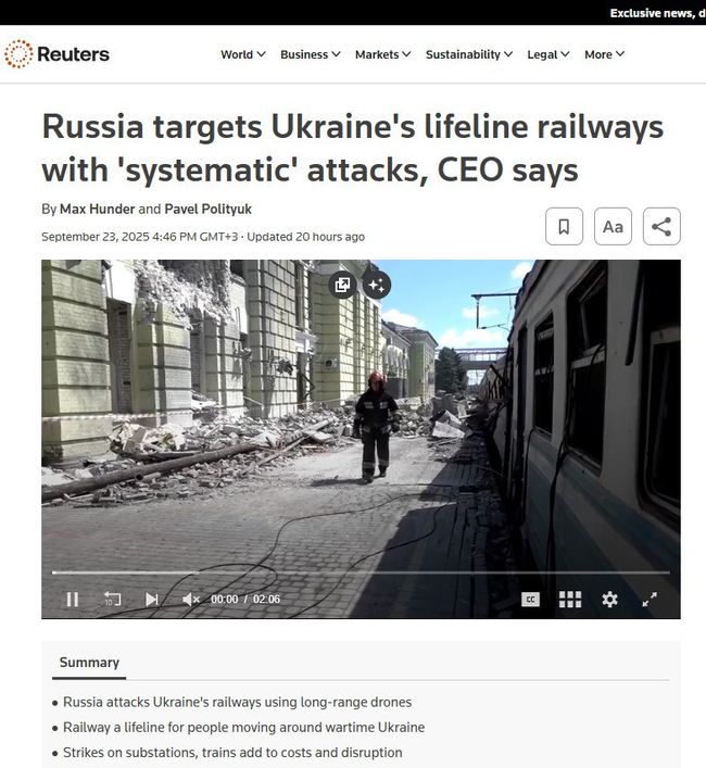 Глава «Укрзалізниці» заявил о систематической «охоте» россиян на локомотивы — Reuters