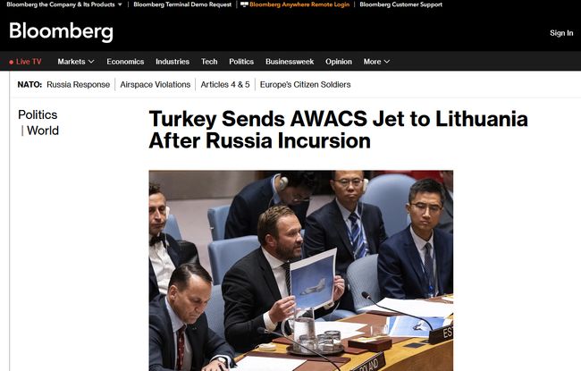 Туреччина відправила до Литви літак AWACS після порушень росією повітряного простору країн НАТО