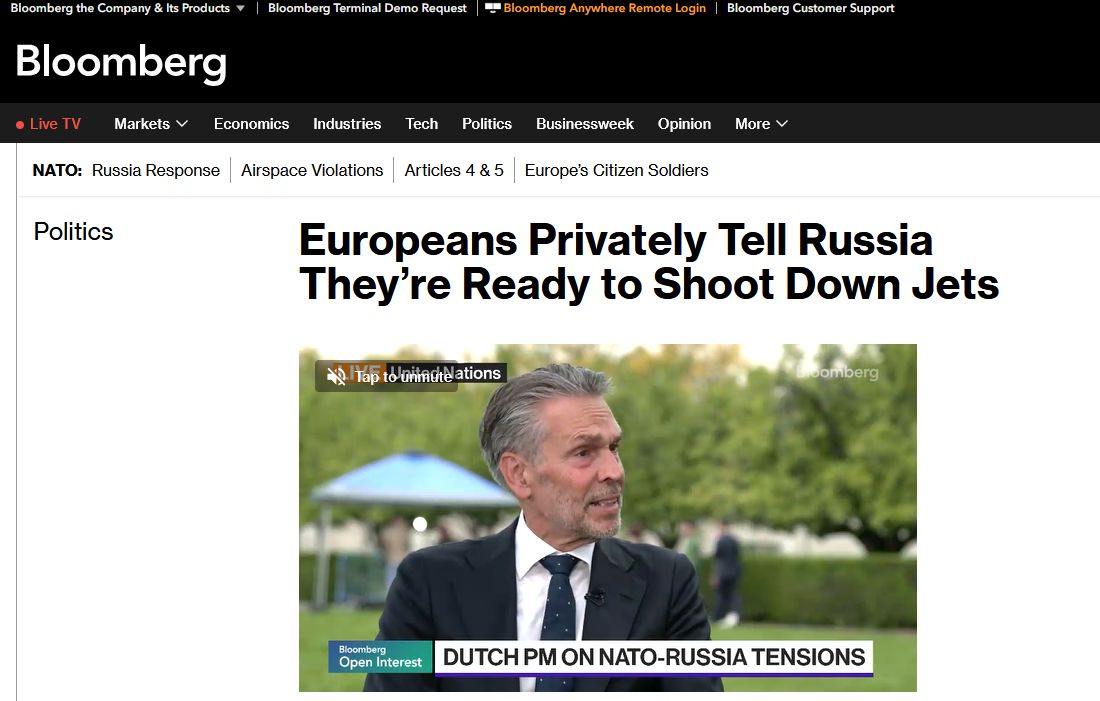 Россия прямо говорит НАТО, что воюет против них. А они мнутся