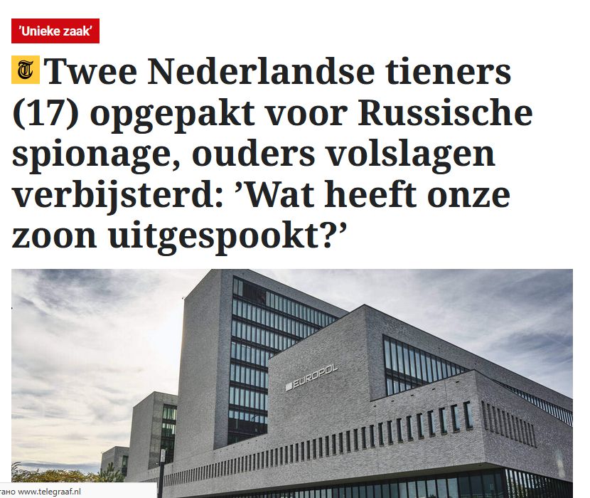Двох 17-річних підлітків з Нідерландів затримали за підозрою у шпигунстві на користь рф