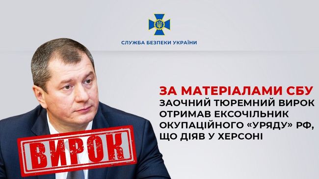 За матеріалами СБУ заочний тюремний вирок отримав ексочільник окупаційного «уряду» рф, що діяв у Херсоні За матеріалами СБУ заочний тюремний вирок отримав ексочільник окупаційного «уряду» рф, що діяв у Херсоні