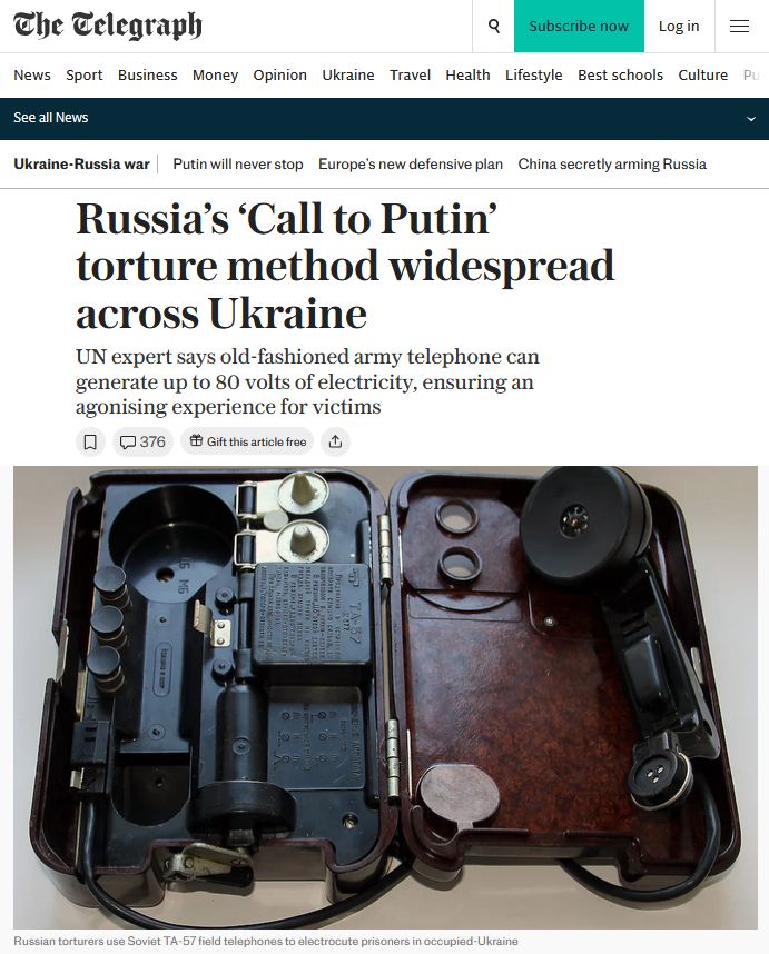 «Дзвінок Путіну», російський метод тортур старим армійським телефоном