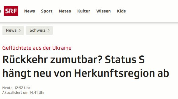 Уряд Швейцарії вирішив зберегти тимчасовий статус захисту (статус S) для українців до 4 березня 2027 року
