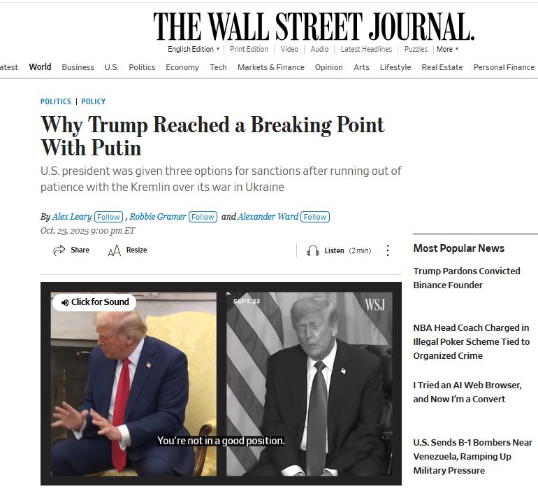 Трампу було запропоновано три варіанти санкцій проти росії