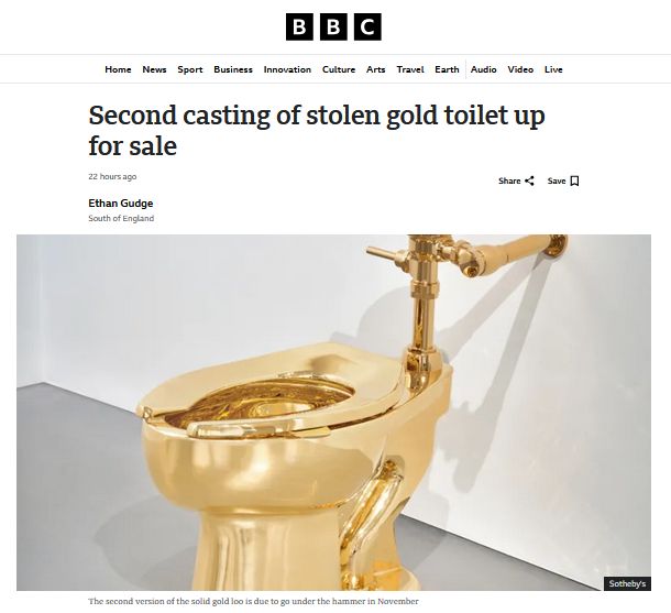 Sotheby’s виставить на торги унітаз «Америка» з чистого золота