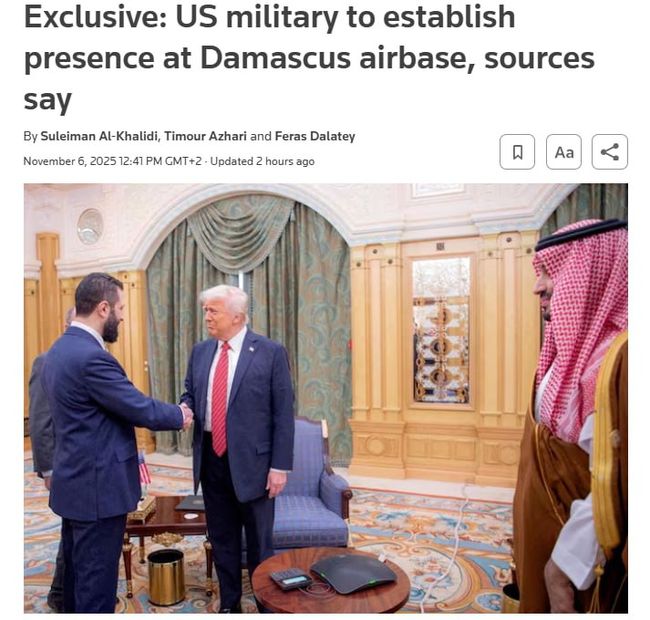 США готуються розгорнути військовий контингент на авіабазі в Дамаску, щоб сприяти укладенню угоди про безпеку між Сирією та Ізраїлем
