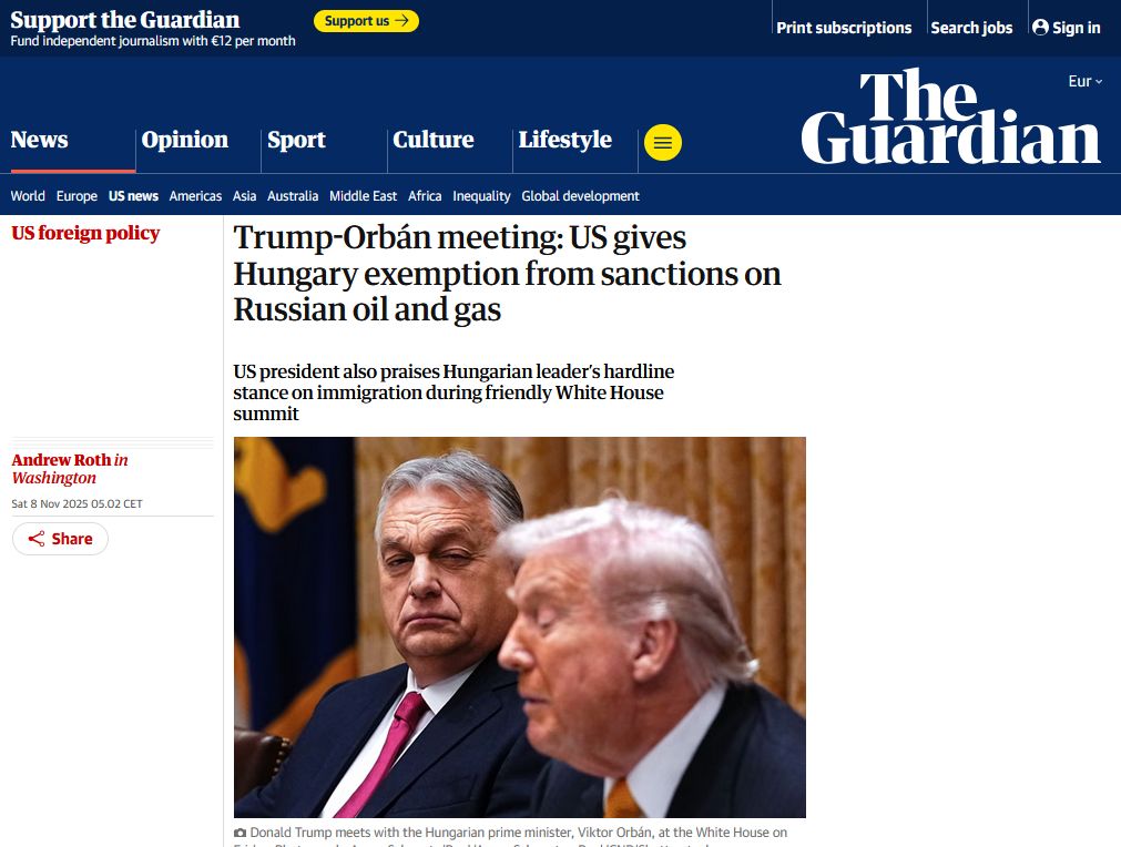 США надали Угорщині звільнення на рік від американських санкцій на імпорт нафти та газу з росії
