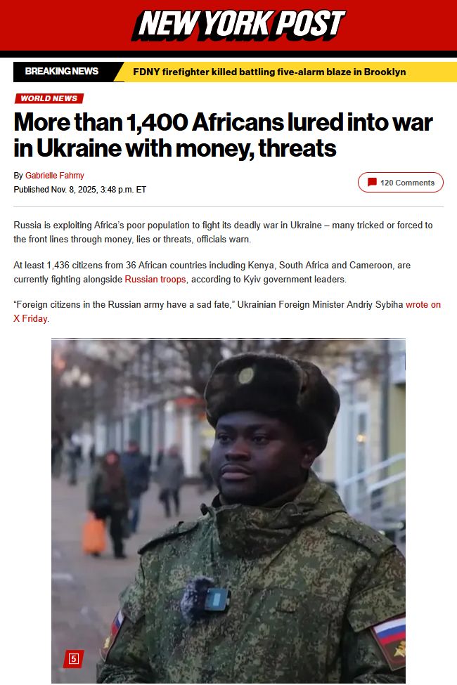росія заманює африканців на війну грошима і погрозами