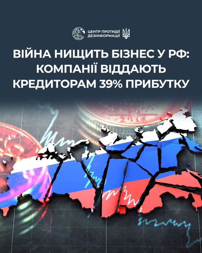 Війна нищить бізнес у рф: компанії віддають кредиторам 39% прибутку Війна нищить бізнес у рф: компанії віддають кредиторам 39% прибутку