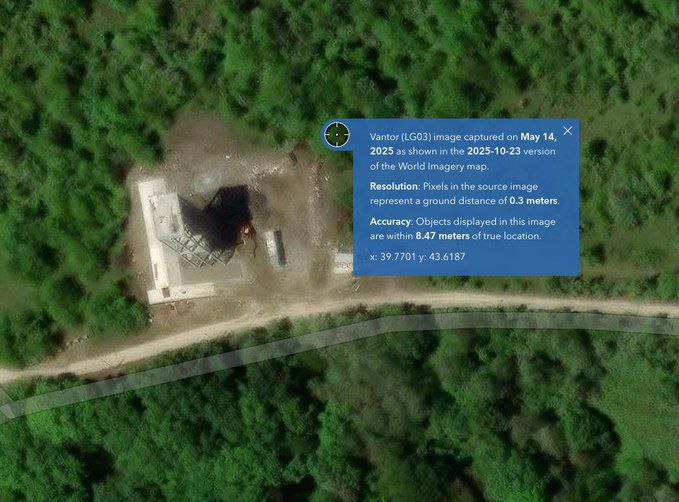 OSINT-исследователь Jembob обнаружил, что русские установили по меньшей мере одну башню ПВО для ЗРПК Панцирь-С1 возле Сочи