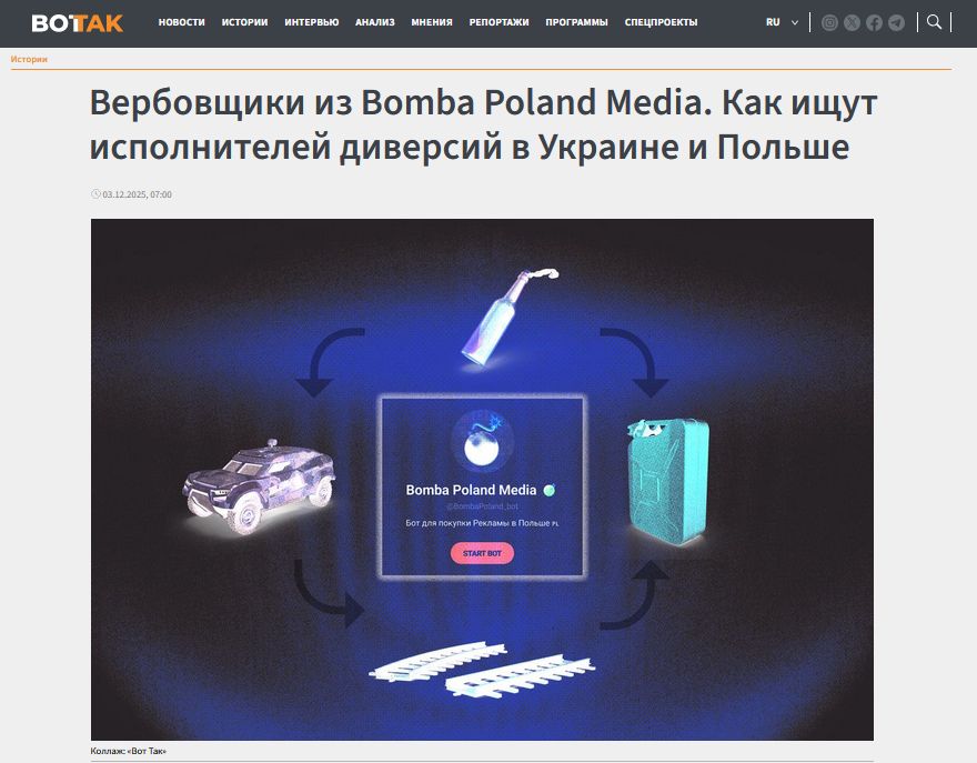 Польское издание Вот так опубликовало расследование про вербовщиков диверсантов для российских спецслужб