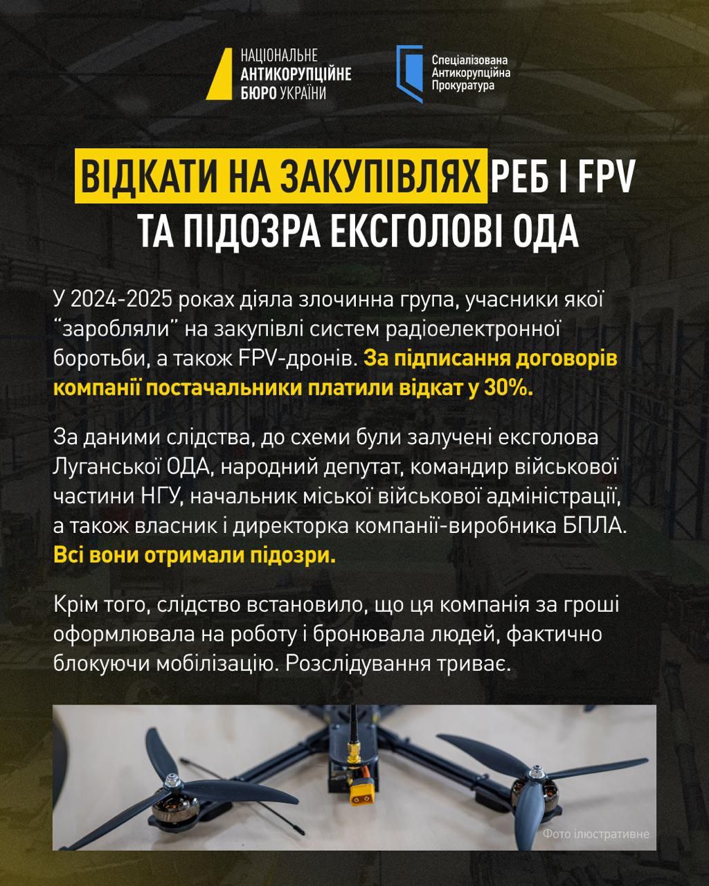 Результати розслідувань НАБУ та САП у сфері оборони