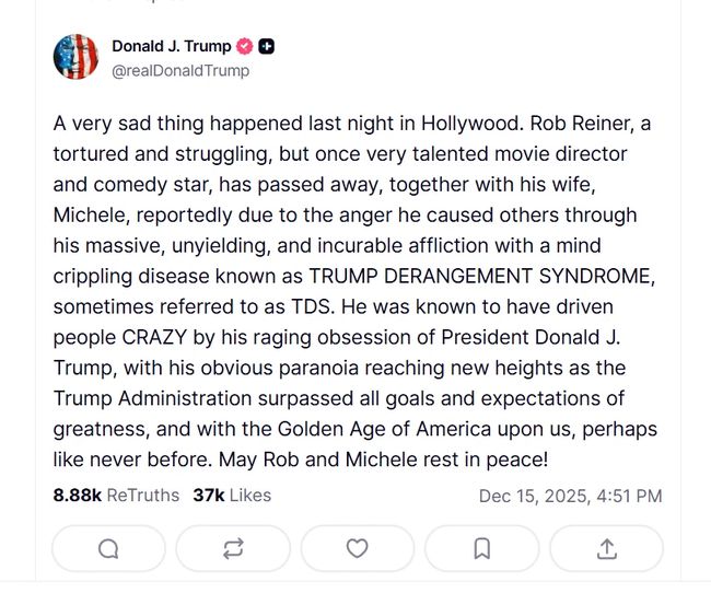 Трамп висміяв убитого голлівудського режисера: президента розкритикували в обидвох партіях