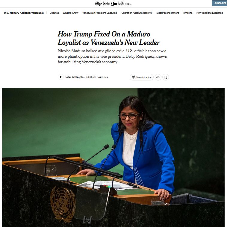 Почему США в Венесуэле сделали ставку на вице-президента Делси Родригес