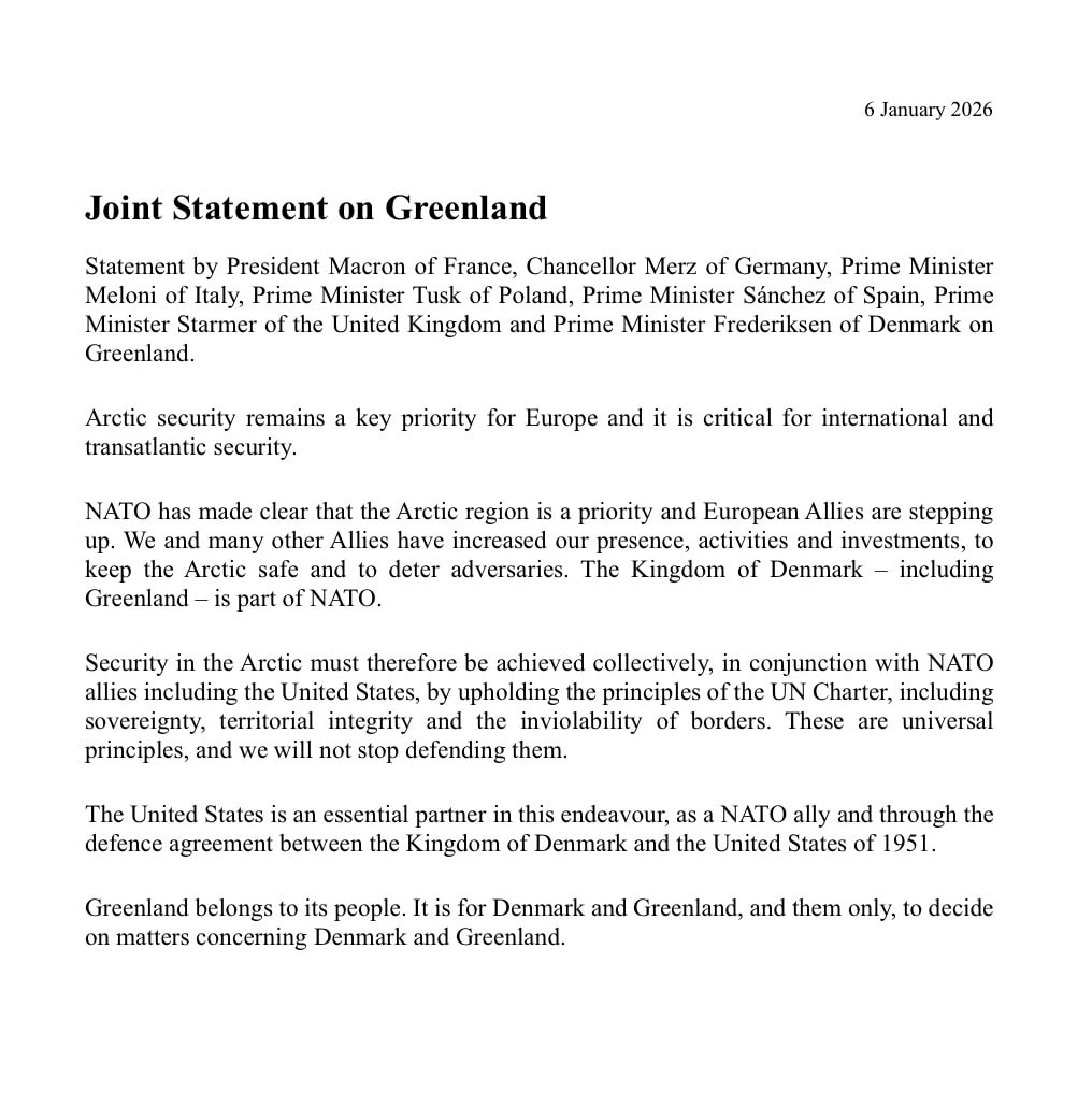 Європейські лідери спільно заявили з приводу Гренландії