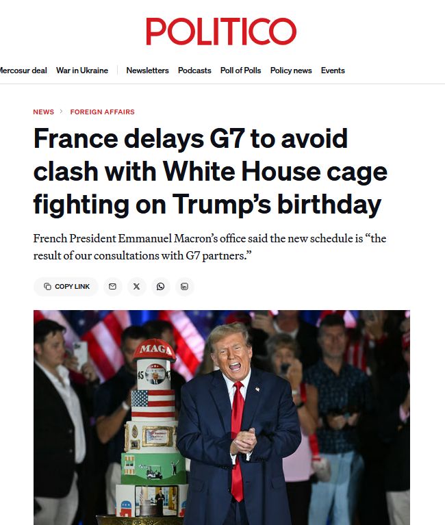 Франція відкладе саміт «Групи семи» цього року, щоб уникнути збігу з подією зі змішаних єдиноборств (UFC), запланованою в Білому домі на 14 червня