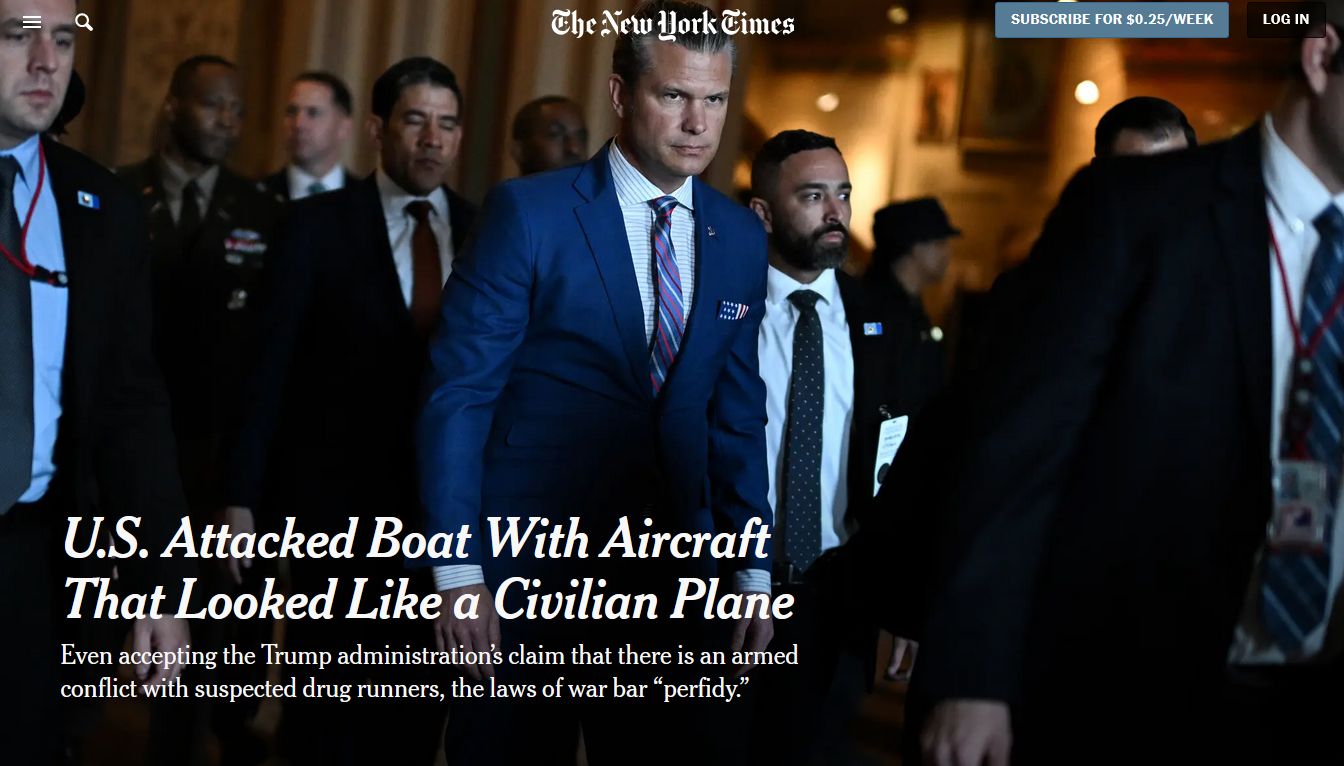 Пентагон використав секретний літак, пофарбований під цивільний, у першій атаці на човен