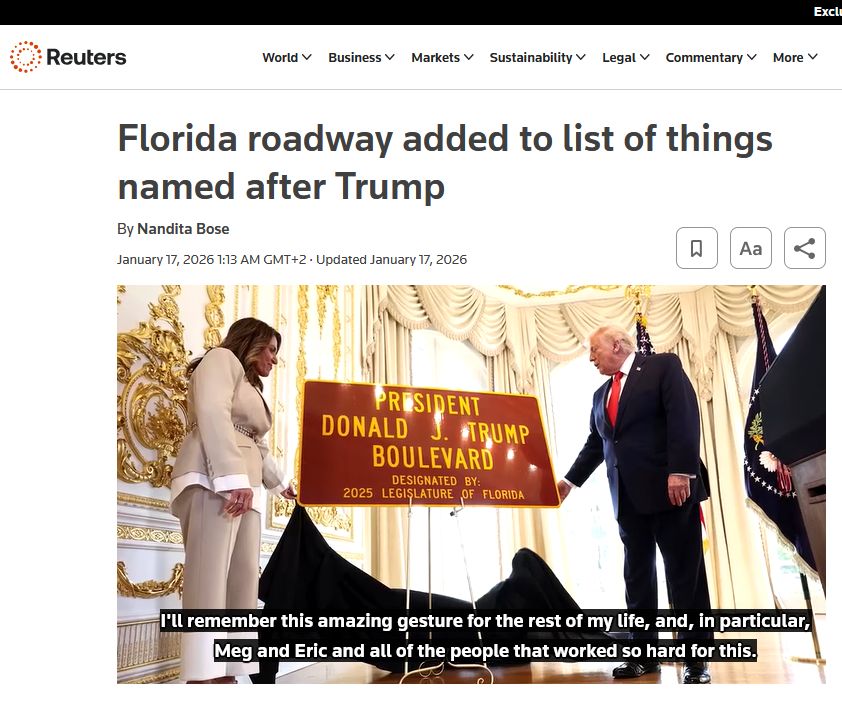 Дорогу, якою Трамп їздить до своєї резиденції у Флориді, перейменували на його честь