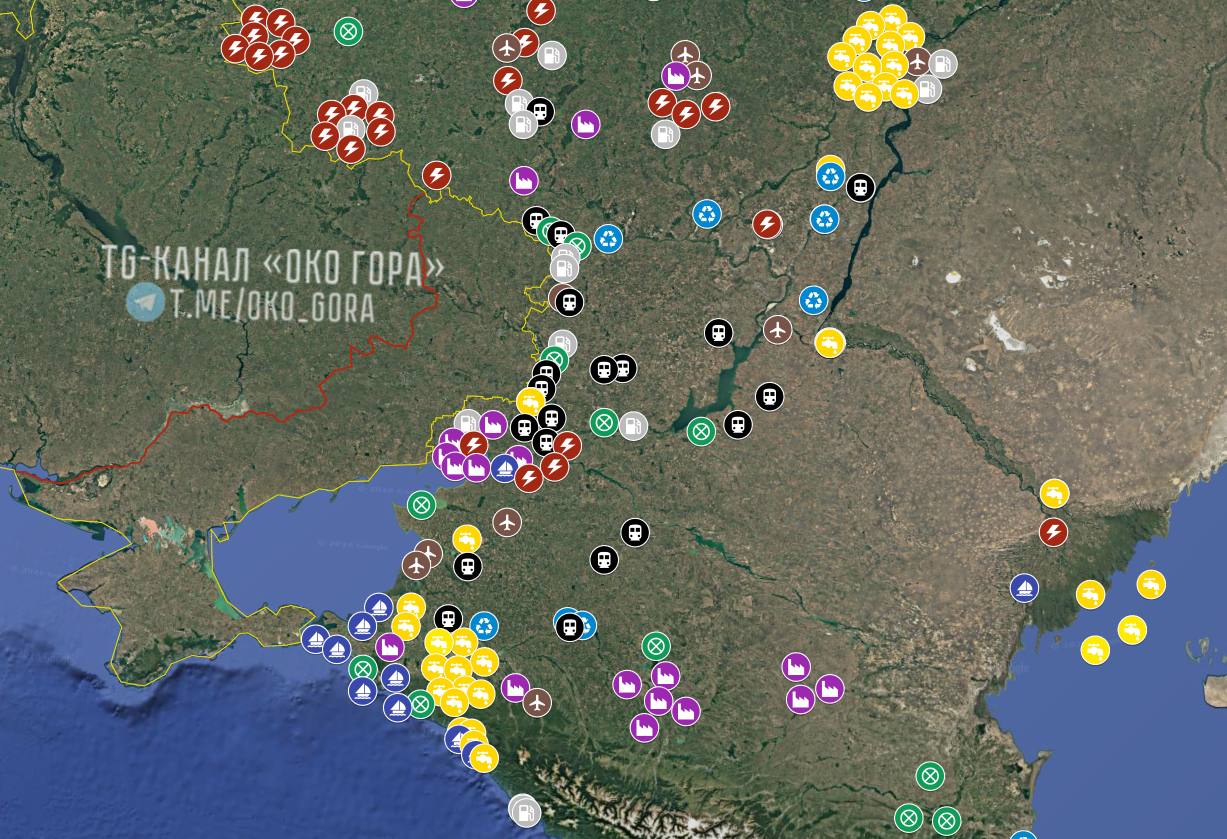 Карта подтвержденных ударов дронов и ракет по территории РФ за 2025 год