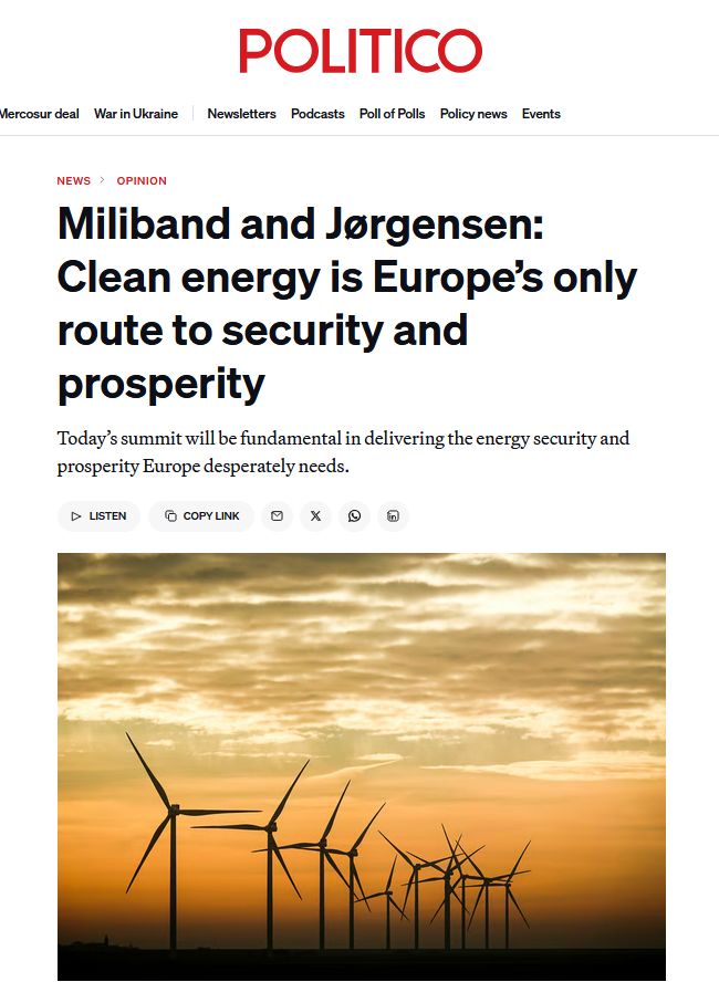 Єдиний шлях Європи до безпеки та процвітання – чиста енергія