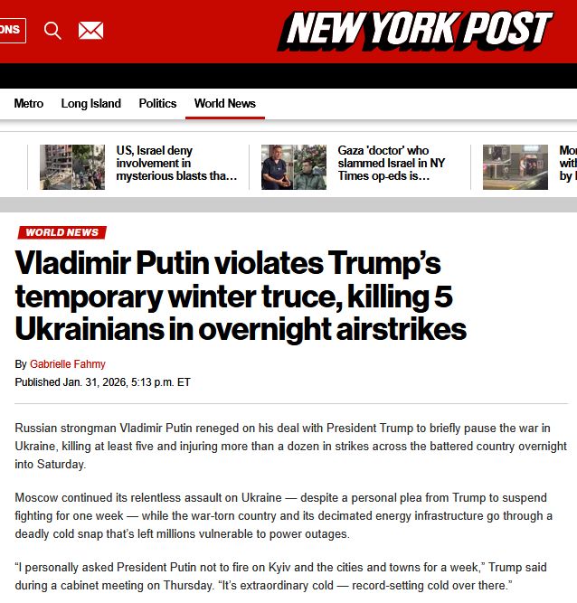 путін порушив свою угоду з президентом Трампом