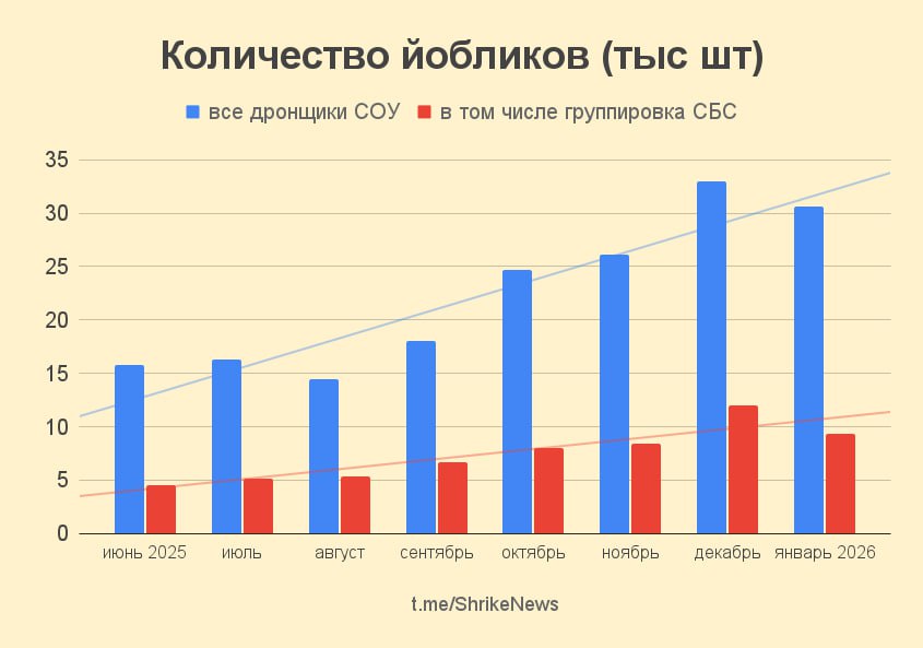 30+ тисяч знищених росіян та рекорд збитих шахедів — результати Сил безпілотних систем у січні 30+ тисяч знищених росіян та рекорд збитих шахедів — результати Сил безпілотних систем у січні