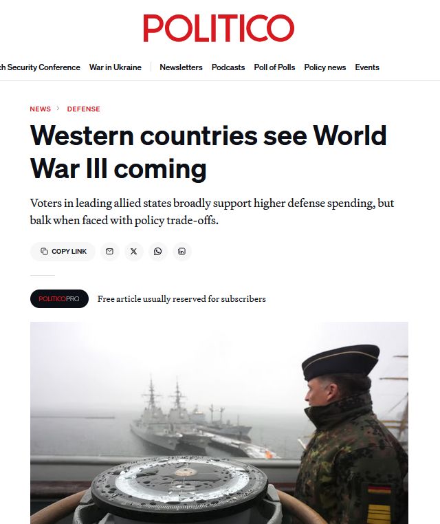 Опитування: більшість жителів країн Заходу вірять у наближення світової війни