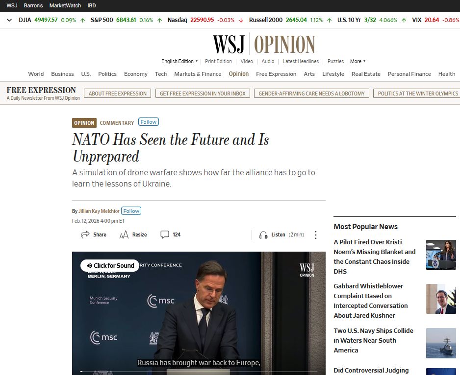 НАТО не готовы к войне такого масштаба и интенсивности - WSJ