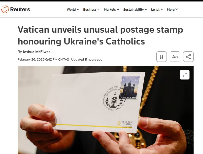 Почтовая служба Святого Престола представила марку с драматическим дизайном, изображающим Киев во времена блекаутов — Reuters Почтовая служба Святого Престола представила марку с драматическим дизайном, изображающим Киев во времена блекаутов — Reuters