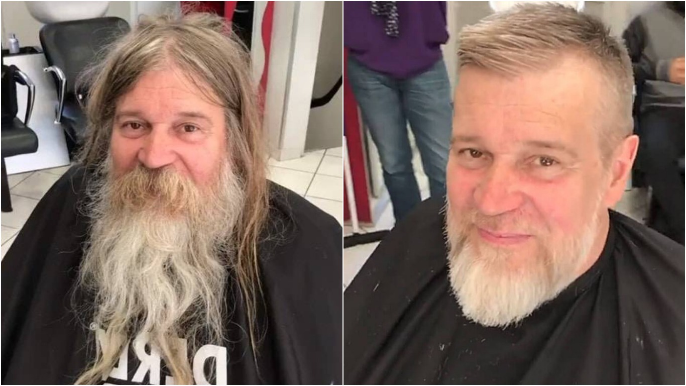 Парикмахер подстриг бездомного: теперь и не скажешь, что такой красивый мужчина живет на улице (ФОТО)
