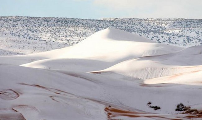 На Рождество в пустыне Сахара выпал снег (фото)