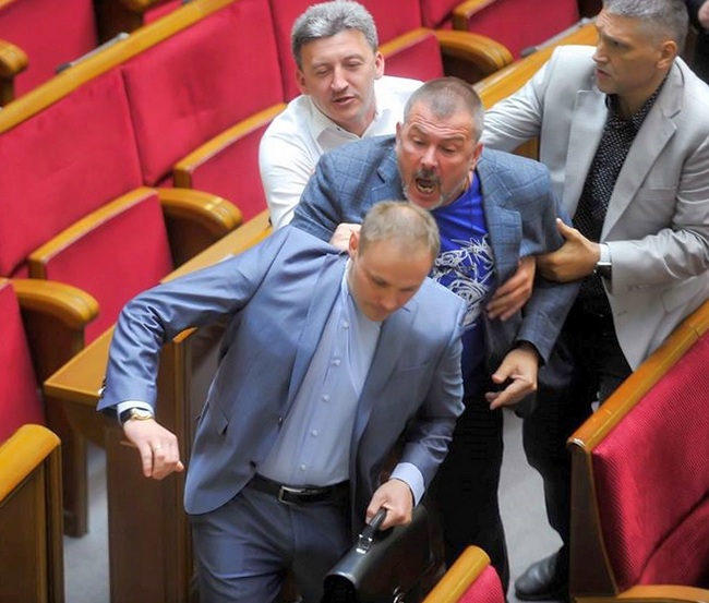 В зале Верховной рады подрались депутаты из-за Сенцова (видео)