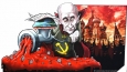 Путин в облике вампира Носферату, прокручивающий Землю через мясорубку - карнавал в Кельне